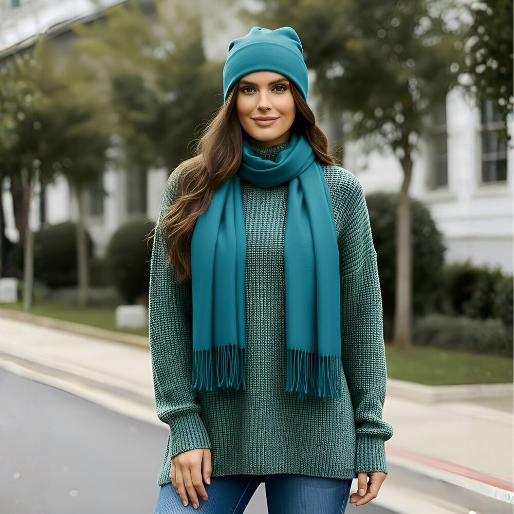 Oussum Fringe Winter Viscose Scarf Large Stylish Shawl for Girls